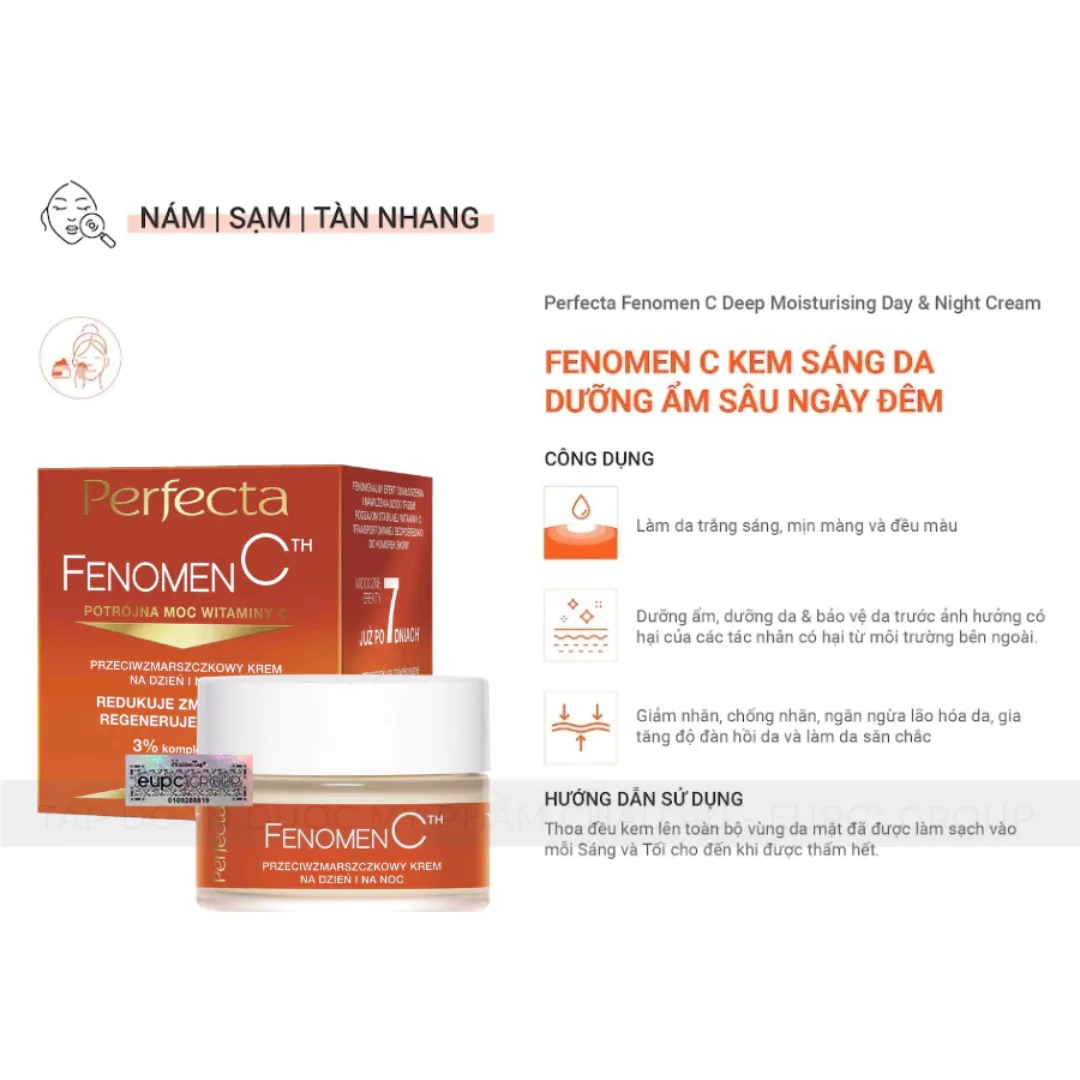 Kem Dưỡng Sáng Da Perfecta Fenomen C 50ml - Vitamin C Làm Mờ Thâm Nám, Dưỡng Ẩm Sâu Ngày & Đêm 2