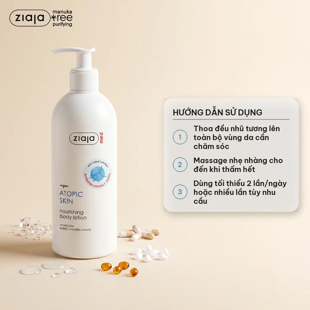 Nhũ Tương Mượt Da Toàn Thân 1% Urê Ziaja Med Atopic Skin Dermatological Formula Body Lotion Nourishing 400ml 2