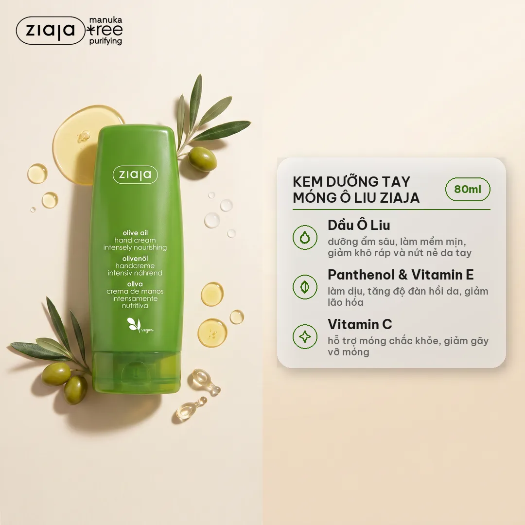 Kem Dưỡng Da Tay-Móng Ô Liu Ziaja Olive Oil Hand Cream Intensely Nourishing 80ml 2
