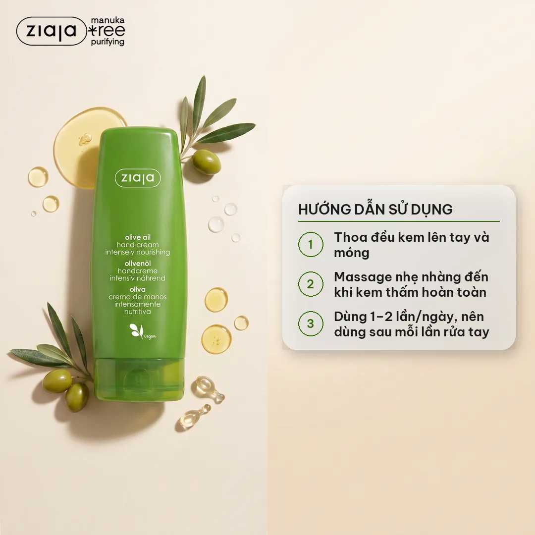 Kem Dưỡng Da Tay-Móng Ô Liu Ziaja Olive Oil Hand Cream Intensely Nourishing 80ml 3
