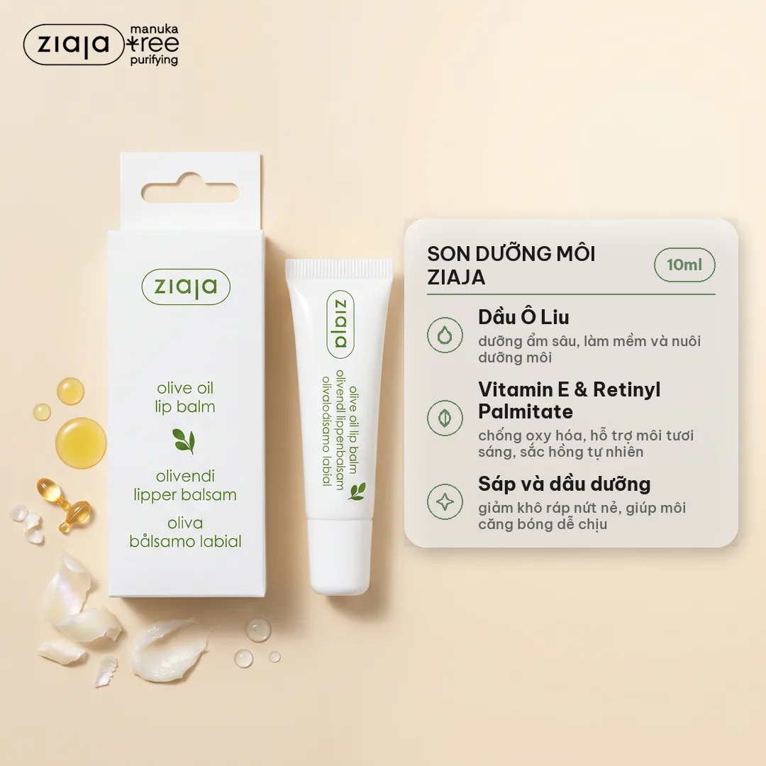 Son Dưỡng Môi Ziaja Olive Oil Lip Balm 10ml – Dưỡng Ẩm, Ngừa Nứt Nẻ, Môi Hồng Tự Nhiên 2