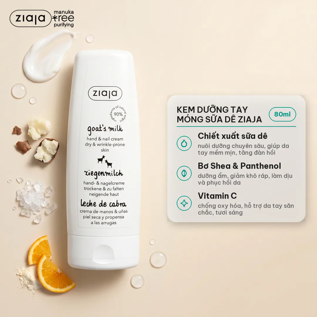 Kem Dưỡng Tay Móng Sữa Dê Ziaja Goat's Milk Hand & Nail Cream 80ml