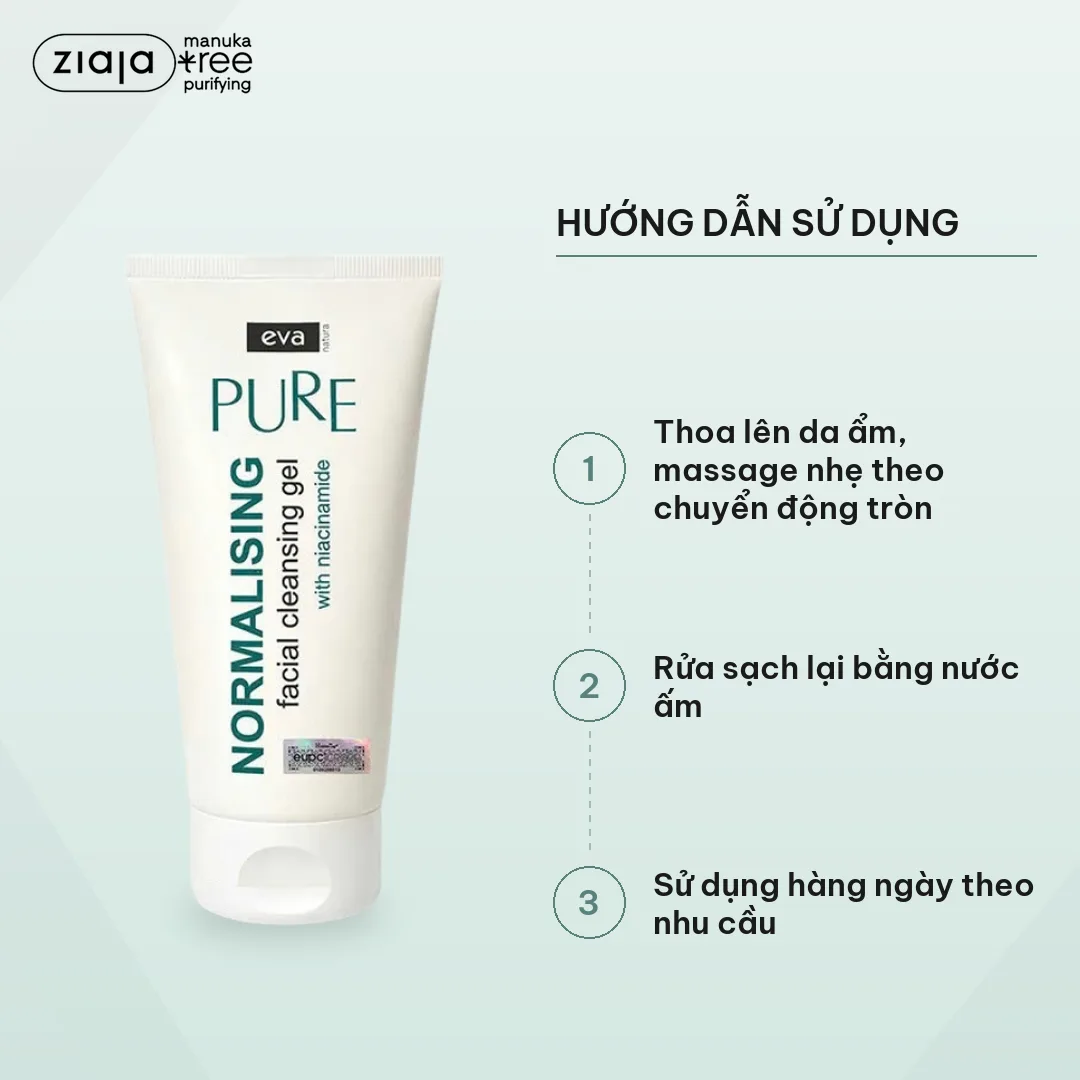 Gel Rửa Mặt Eva Nature Pure Chứa Niacinamide - cho Da Dầu Mụn & 8 Thảo Dược 150ml 3