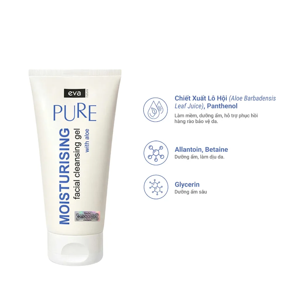 Sữa Rửa Mặt Dưỡng Ẩm Chiết Xuất Lô Hội Eva Natura Pure Moisturising Facial Cleansing Gel With Aloe Vera 150ml 3