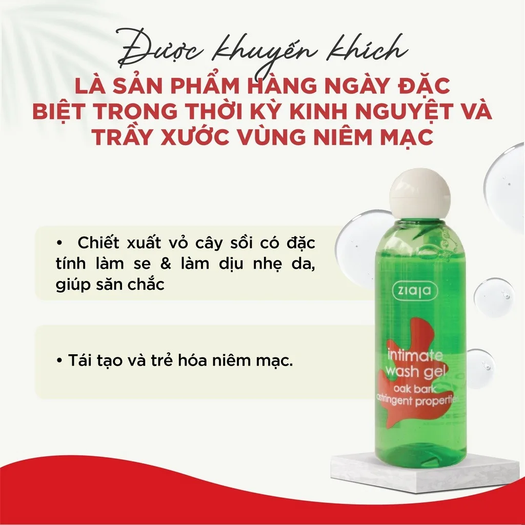 Dung Dịch Vệ Sinh Ziaja Intimate Vỏ Sồi Se Khít 200ml - Làm Dịu, Cân Bằng pH, Khử Mùi, Dưỡng Ẩm