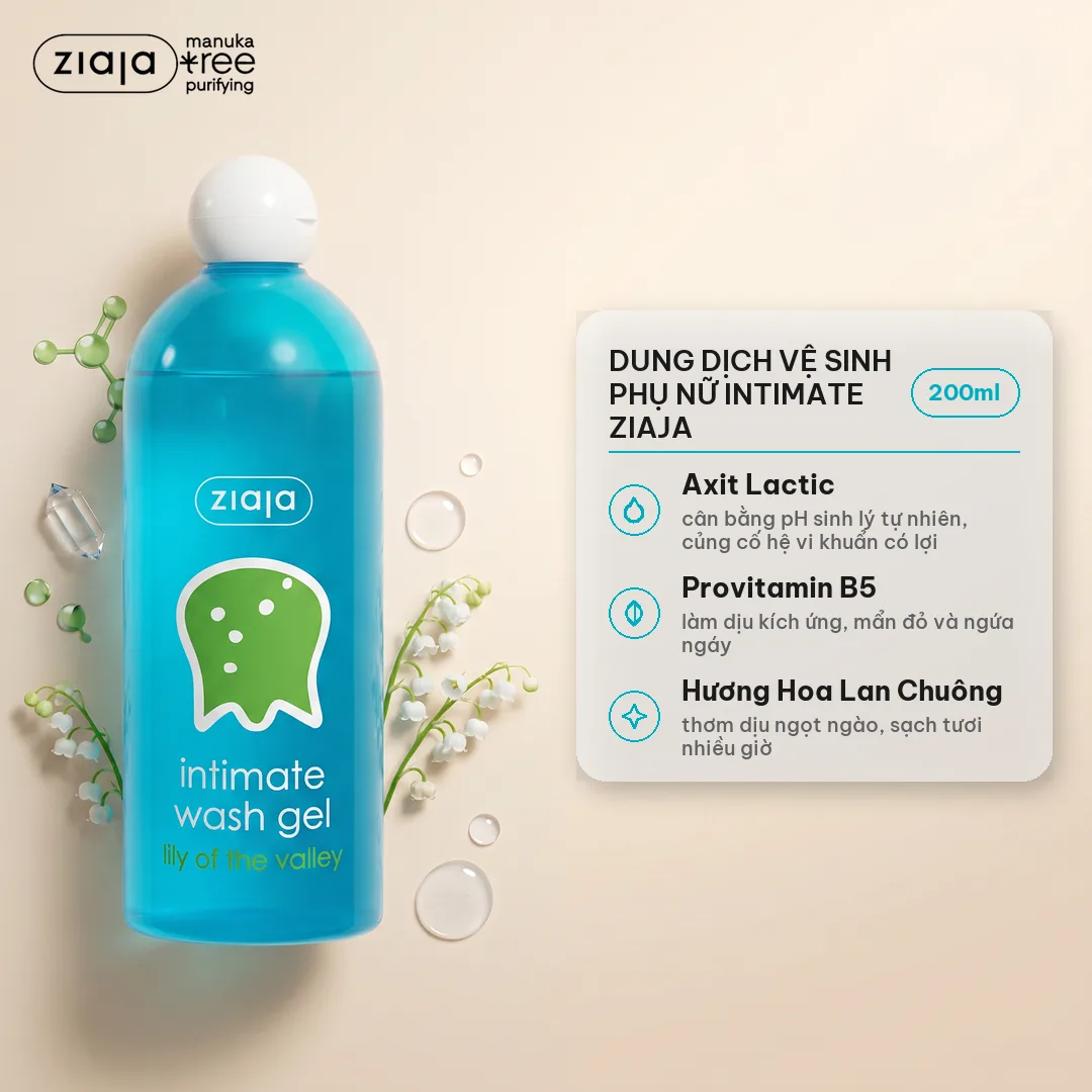 Dung Dịch Vệ Sinh Phụ Nữ Ziaja Intimate Hoa Lan Chuông 200ml/500ml - Thơm Mát, Dịu Nhẹ, Cân Bằng pH