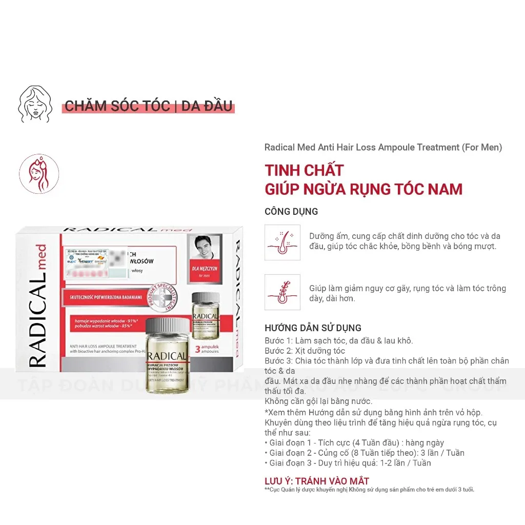 Tinh Chất Ngừa Rụng Tóc Cho Nam Farmona Radical Med 3x5ml - Giảm Gãy Rụng, Chắc Khỏe, Dày Tóc 3