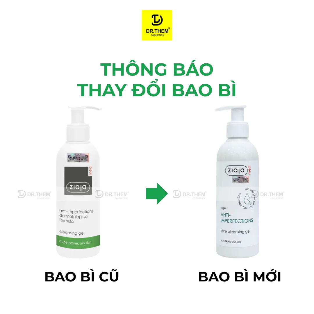 Sữa Rửa Mặt Giảm Mụn Ngừa Khuẩn Ziaja Med Anti-imperfections Dermatological Formula Cleansing Gel 200ml 3