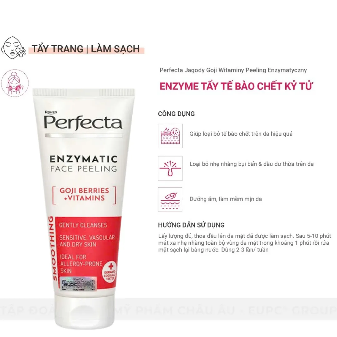Enzyme Tẩy Tế Bào Chết Kỷ Tử Perfecta Jagody Goji Witaminy Peeling Enzymatyczny 75ml