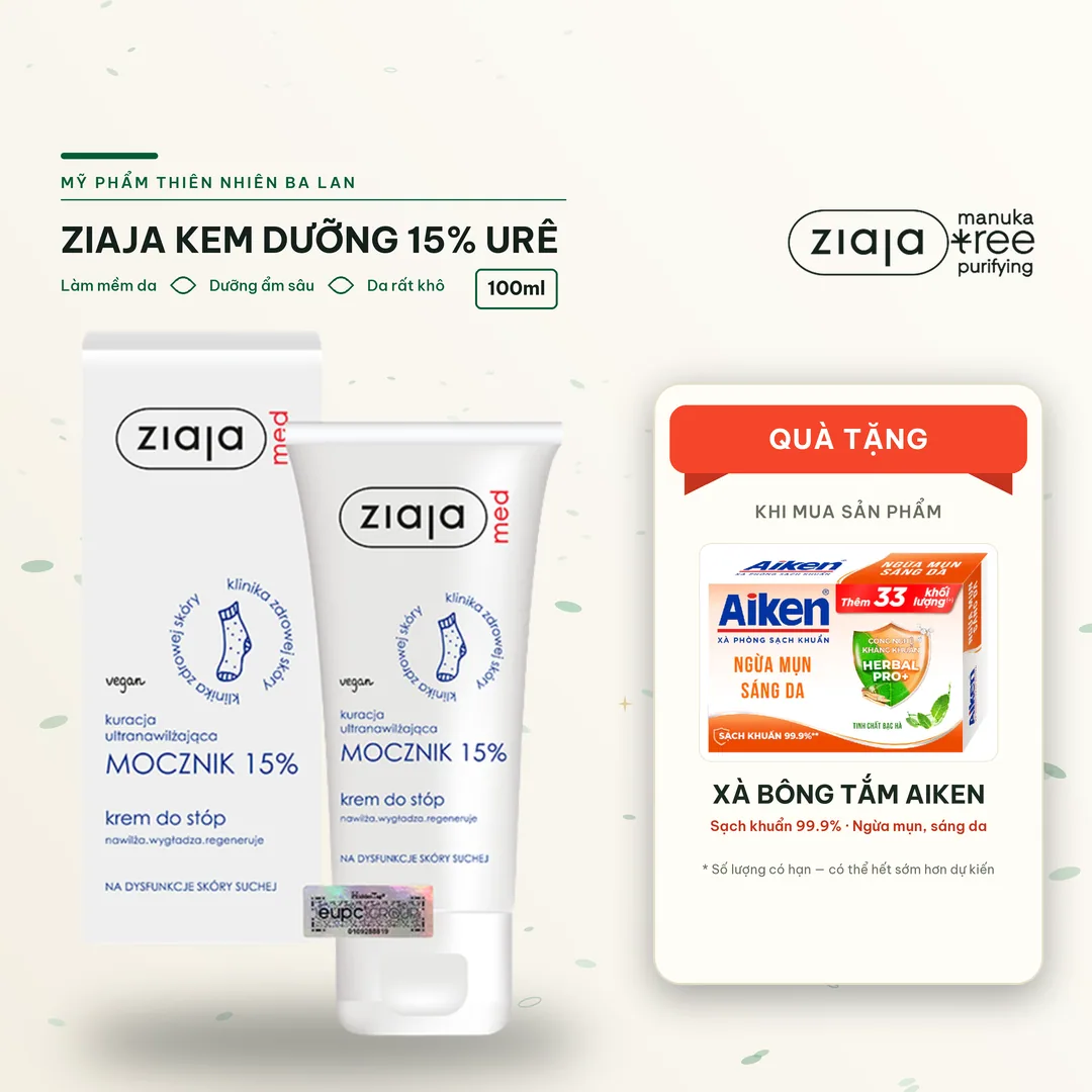 Kem Dưỡng Mềm Da 15% Urê Ziaja Med Mocznik Làm Mềm, Dưỡng Ẩm, Chăm Sóc Da Khô 100ml