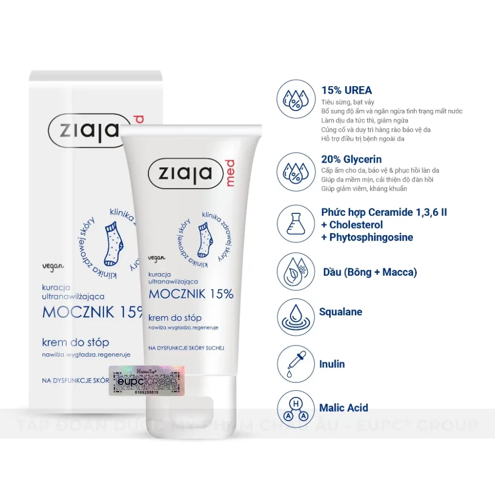 Kem Dưỡng Mềm Da 15% Urê Ziaja Med Mocznik Làm Mềm, Dưỡng Ẩm, Chăm Sóc Da Khô 100ml 3