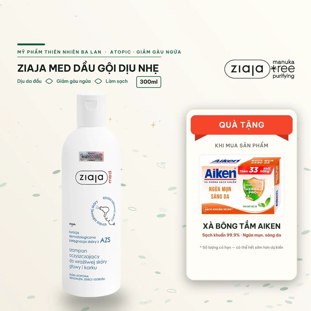 Dầu Gội Làm Sạch Tóc Và Dịu Nhẹ Da Đầu Ziaja Med Atopic Dermatitis Cleansing Shampoo 300ml