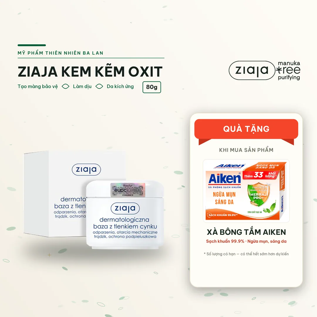 Kem Kẽm Oxit Ziaja Dermatological Base With Zinc Oxide 80g