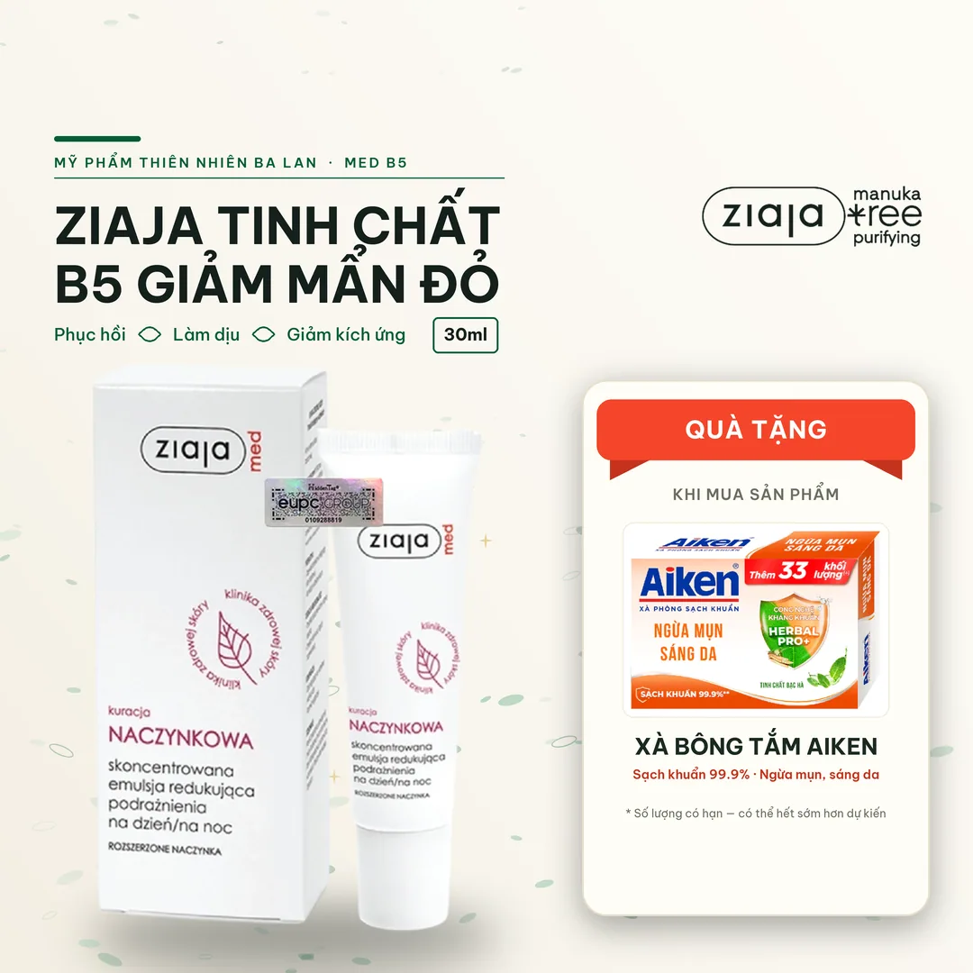 Tinh Chất Phục Hồi Da Ziaja B5-Ziaja Med Kuracja Naczynkowa Làm Dịu Da, Giảm Kích Ứng 30ml