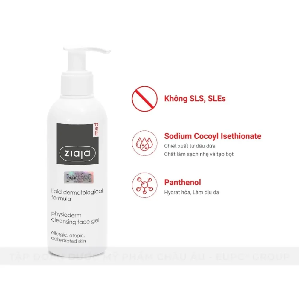 Gel Lau Rửa Da Sinh Lý Ziaja Med Lipid — thành phần