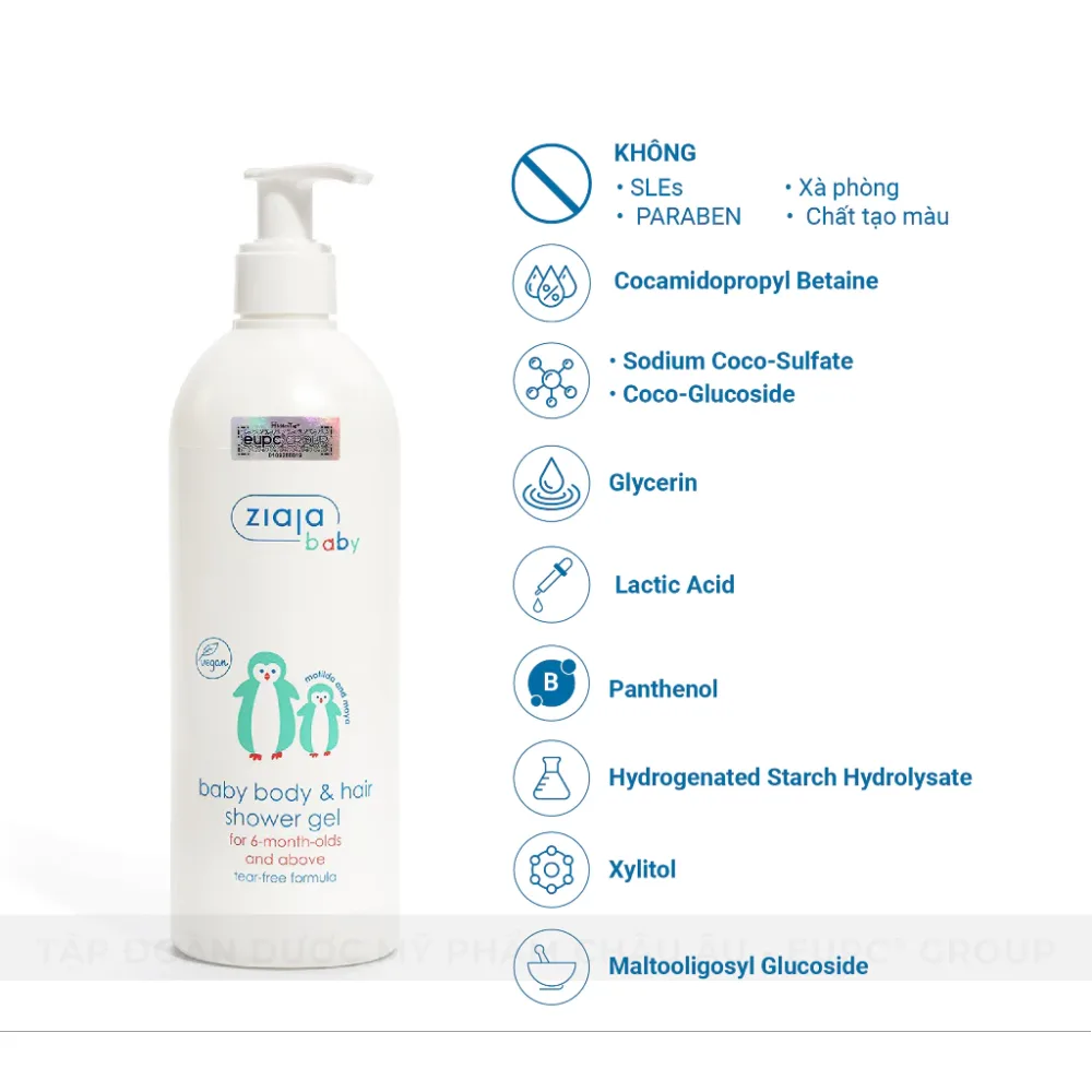 Gel Tắm Gội 2in1 Cho Trẻ Từ 6 Tháng Tuổi Ziaja Baby Baby Body & Hair Shower Gel 400ml 3