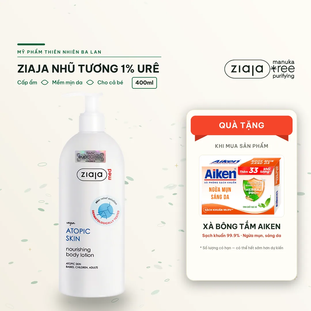 Nhũ Tương Mượt Da Toàn Thân 1% Urê Ziaja Med Atopic Skin Dermatological Formula Body Lotion Nourishing 400ml