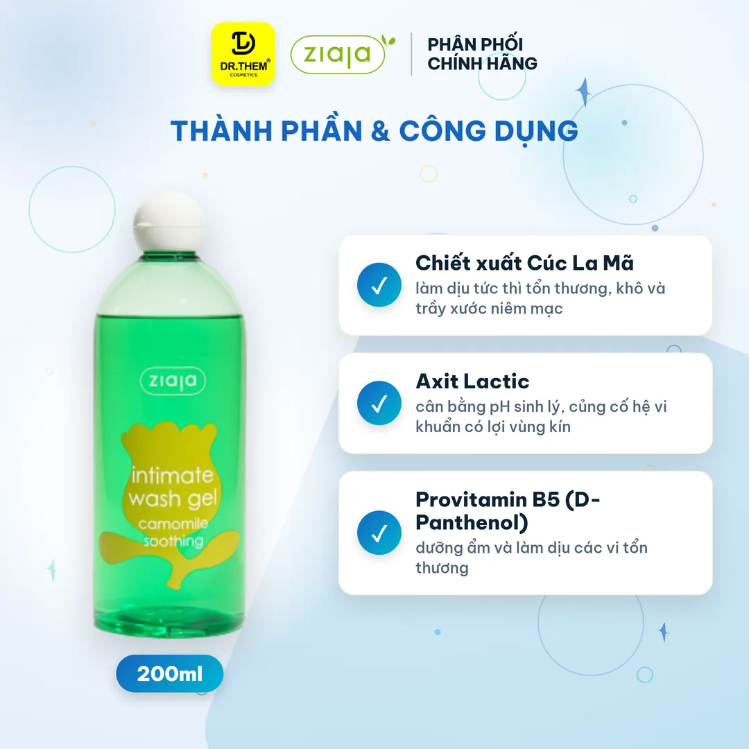 Dung Dịch Vệ Sinh Phụ Nữ Ziaja Intimate Cúc La Mã Dịu Nhẹ Giảm Kích Ứng 200ml 2