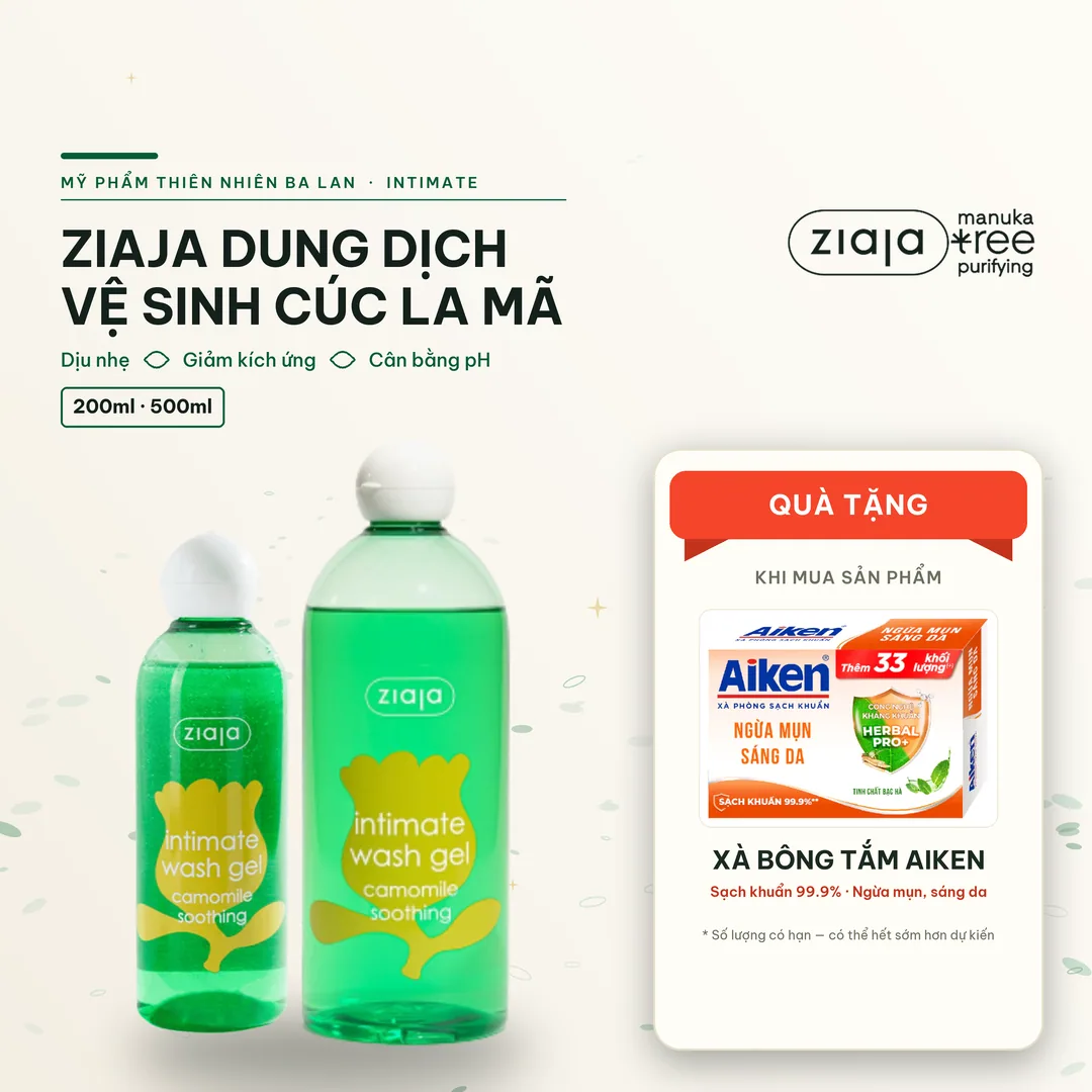 Dung Dịch Vệ Sinh Phụ Nữ Ziaja Intimate Cúc La Mã 200ml/500ml - Dịu Nhẹ, Giảm Kích Ứng, Cân Bằng pH