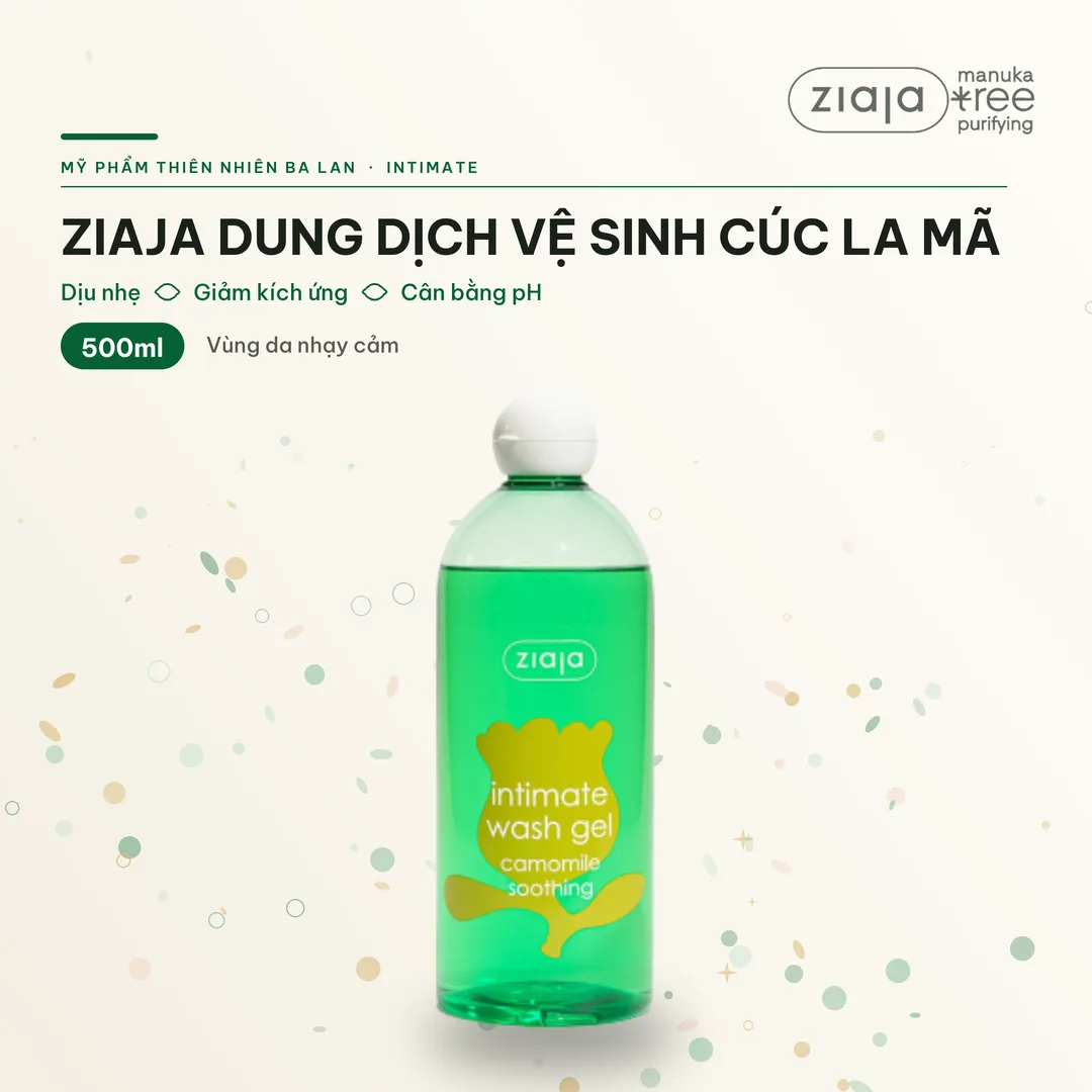 Dung Dịch Vệ Sinh Phụ Nữ Ziaja Intimate Cúc La Mã Dịu Nhẹ Giảm Kích Ứng 500ml