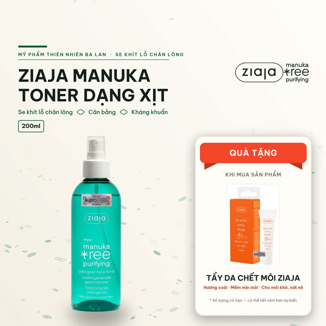Toner Xịt Dưỡng Se Khít Lỗ Chân Lông Ziaja Manuka Tree Purifying Astringent Face 200ml