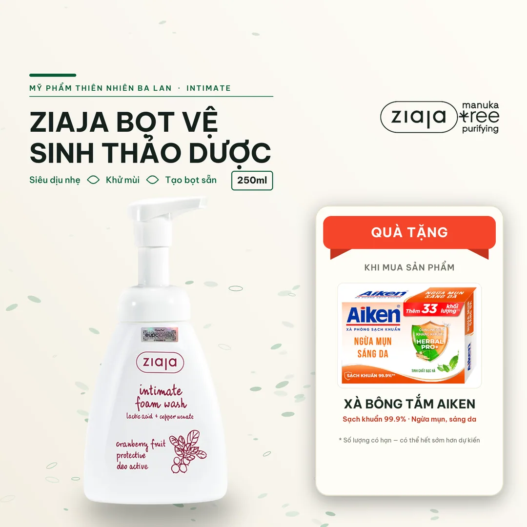 Ziaja Intima Bọt Vệ Sinh Thảo Dược Siêu Dịu Nhẹ, Khử Mùi Hiệu Quả - Ziaja Intimate Foam Wash 250ml