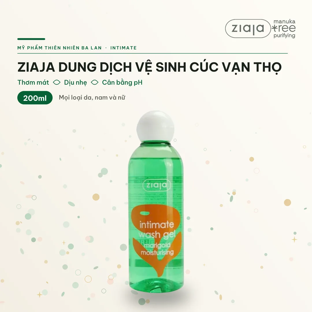 Dung Dịch Vệ Sinh Phụ Nữ Ziaja Intimate Cúc Vạn Thọ Thơm Mát Dịu Nhẹ Cân Bằng pH 200ml