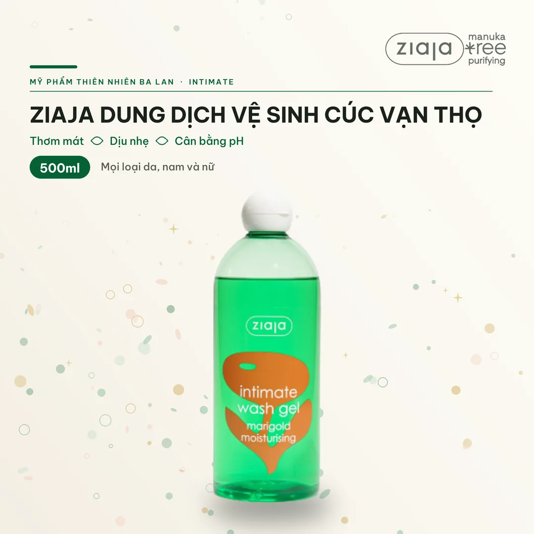 Dung Dịch Vệ Sinh Phụ Nữ Ziaja Intimate Cúc Vạn Thọ Thơm Mát Dịu Nhẹ Cân Bằng pH 500ml