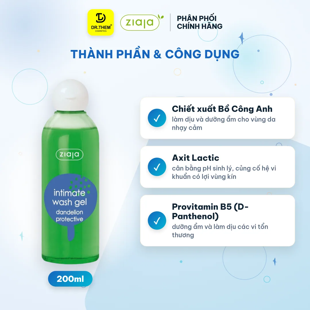 Dung Dịch Vệ Sinh Phụ Nữ Ziaja Intimate Bồ Công Anh Thơm Mát Dịu Nhẹ 200ml 2