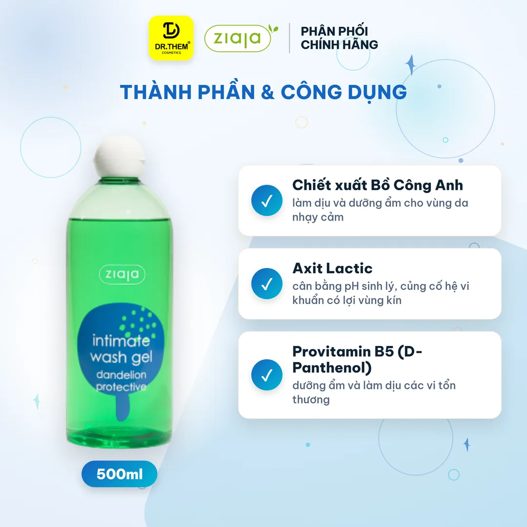 Dung Dịch Vệ Sinh Phụ Nữ Ziaja Intimate Bồ Công Anh Thơm Mát Dịu Nhẹ 500ml 2