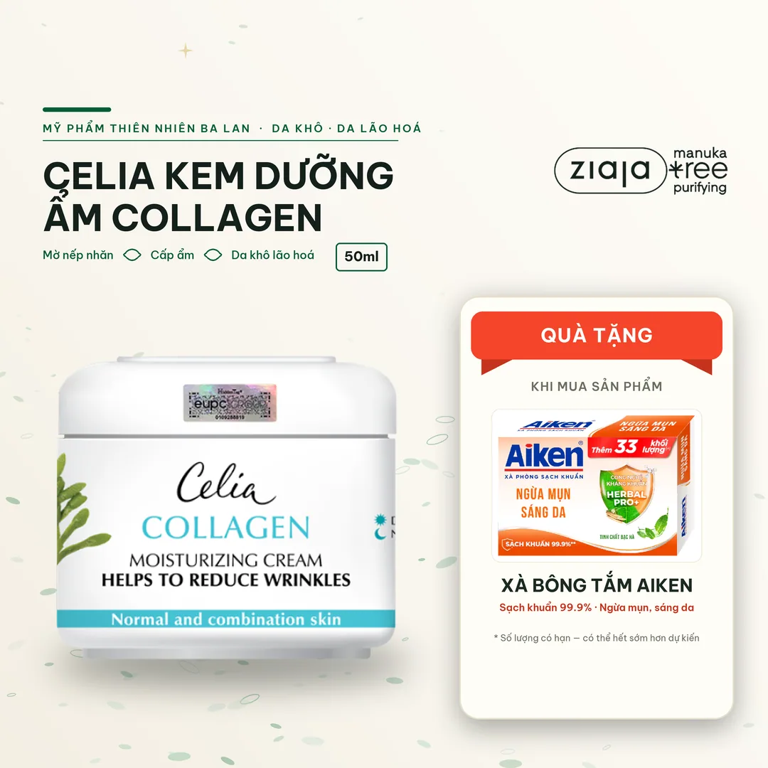 Kem Dưỡng Ẩm Chống Nhăn Collagen Celia 50ml - Tái Tạo Da, Làm Mờ Nếp Nhăn, Căng Bóng