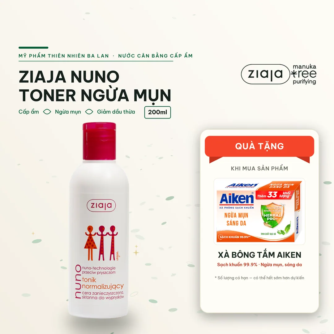 Toner Ziaja Nuno – Nước Cân Bằng Cho Da Dầu Mụn 200ml, Không Gây Kích Ứng