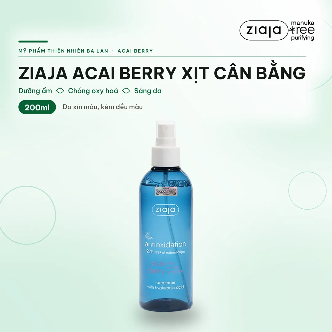 Toner Xịt Ziaja Acai Berry Antioxidation 200ml – Hyaluronic Acid Dưỡng Ẩm, Chống Oxy Hoá, Sáng Da 2