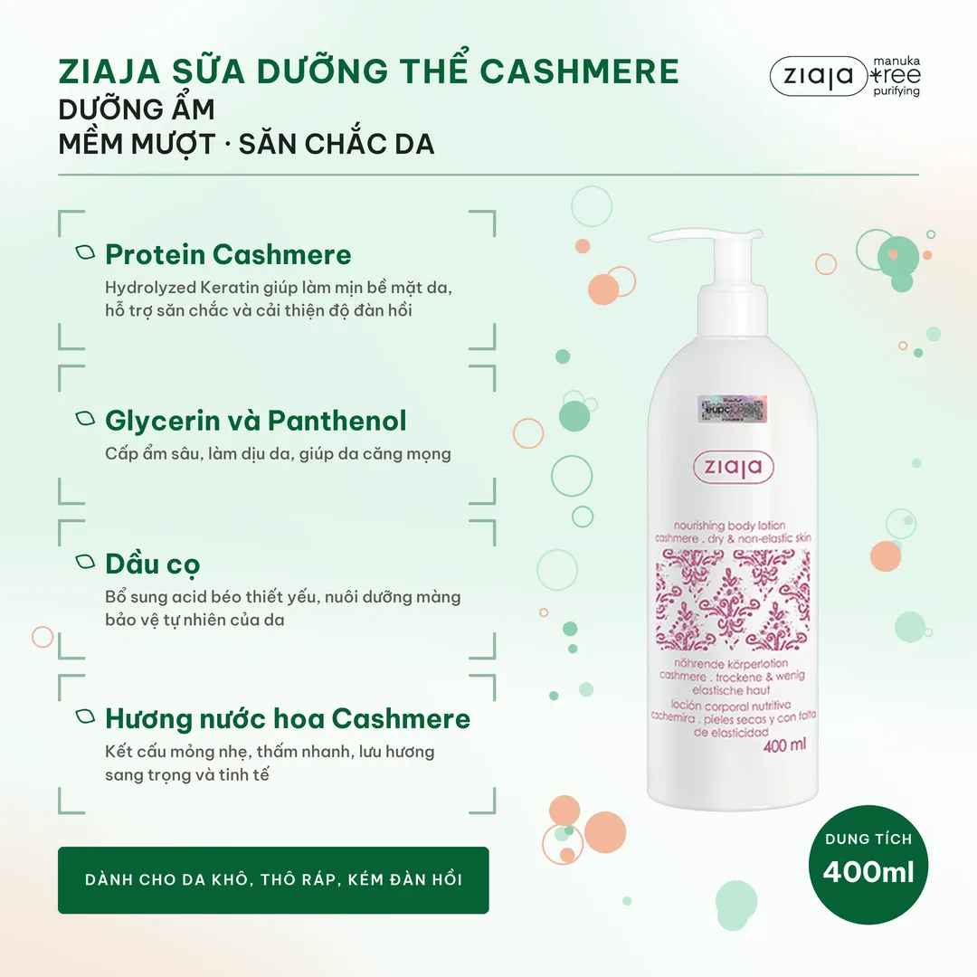 Sữa Dưỡng Thể Hương Nước Hoa Ziaja Cashmere Nourishing Body Lotion 400ml Mềm Mượt Săn Chắc Da Khô 3