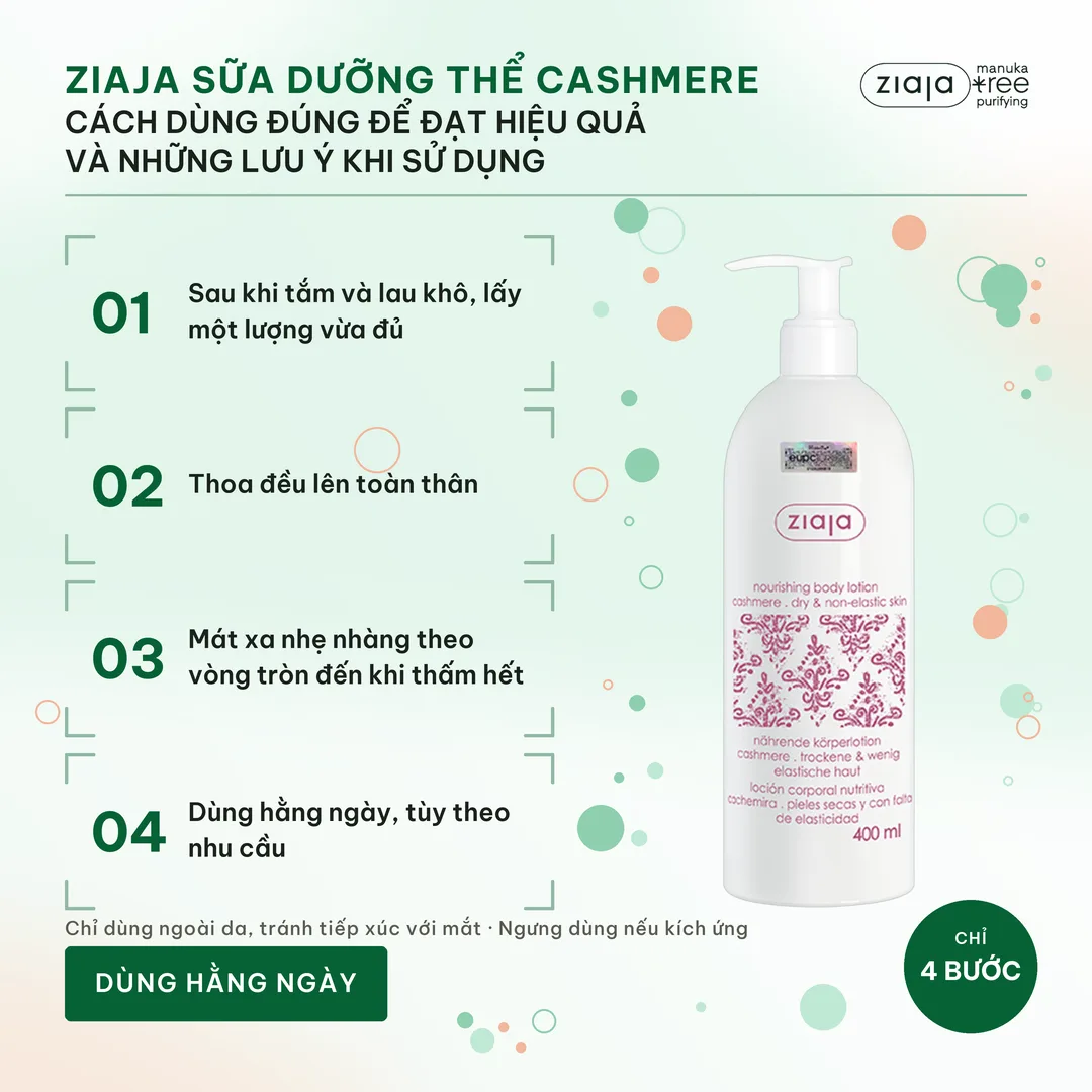 Sữa Dưỡng Thể Hương Nước Hoa Ziaja Cashmere Nourishing Body Lotion 400ml Mềm Mượt Săn Chắc Da Khô 4