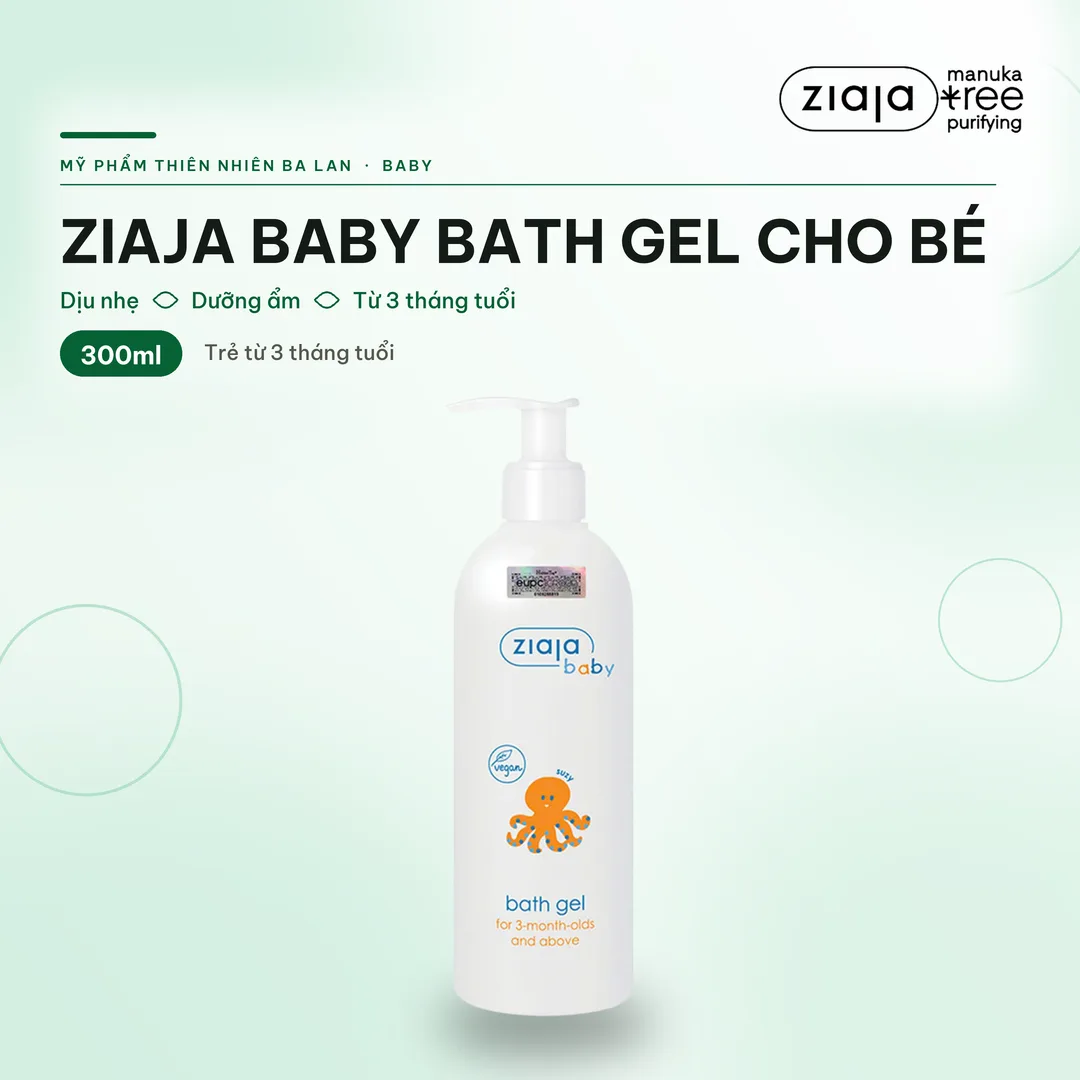 Tắm Gội 2in1 Cho Bé Ziaja Baby Bath Gel 300ml – Dịu Nhẹ, Dưỡng Ẩm, Trẻ Từ 3 Tháng Tuổi – ảnh 1