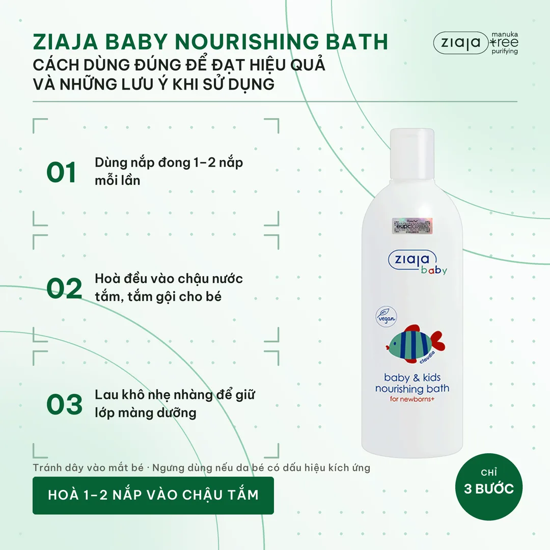 Dầu Tắm Cho Bé Ziaja Baby & Kids Nourishing Bath 370ml – Dưỡng Ẩm, Không SLS, Trẻ Sơ Sinh Từ 1 Ngày 4