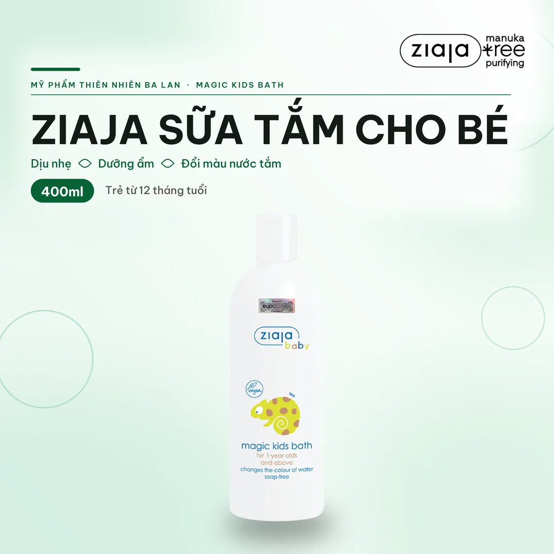 Sữa Tắm Cho Bé Ziaja Baby Magic Kids Bath 400ml – Đổi Màu Nước Tắm, Không Xà Phòng, Cho Trẻ Từ 12 Tháng 2