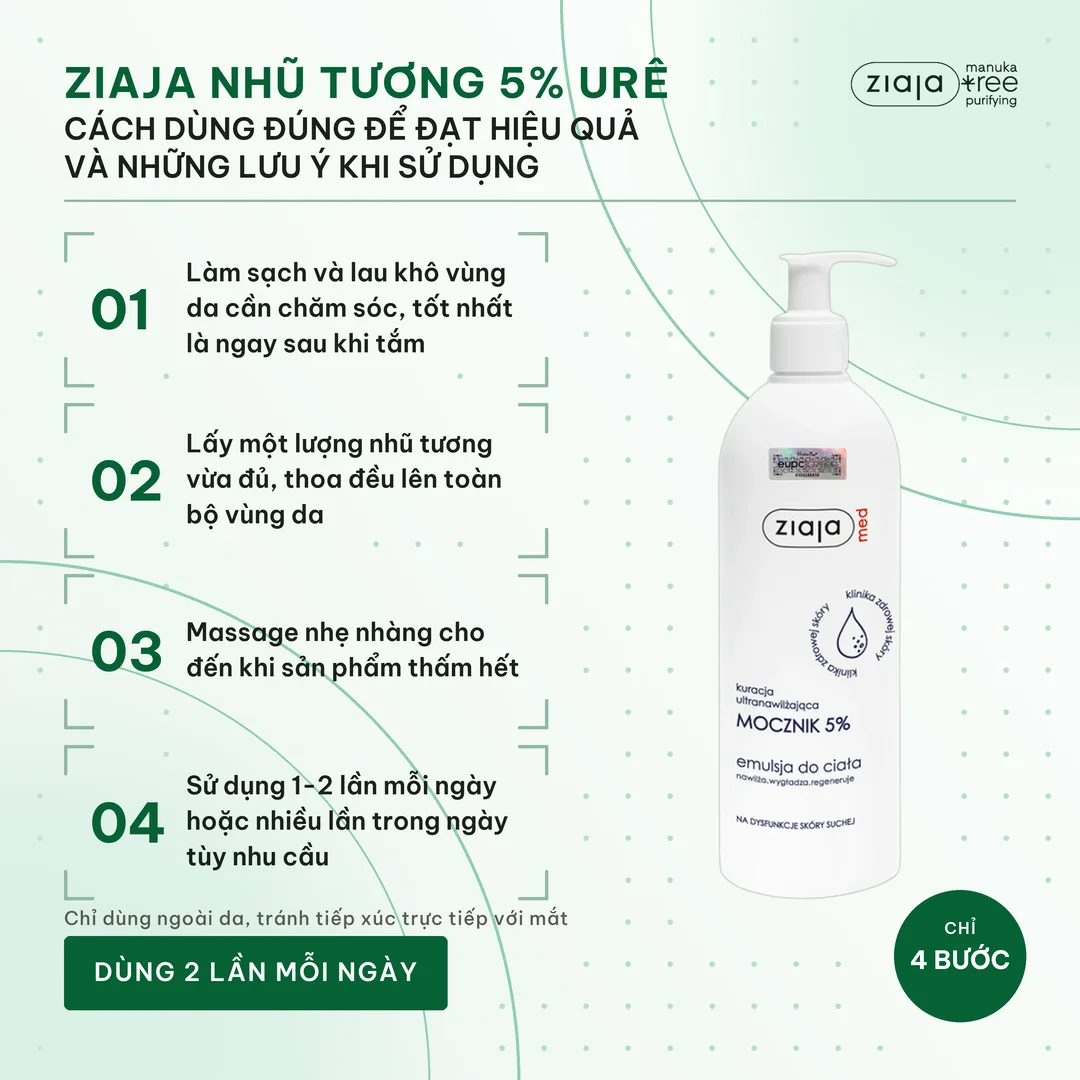 Nhũ Tương Dưỡng Ẩm Toàn Thân Mềm Mượt Ziaja Med Mocznik 5% Urê Làm Mềm Và Tái Tạo Da 400ml 3